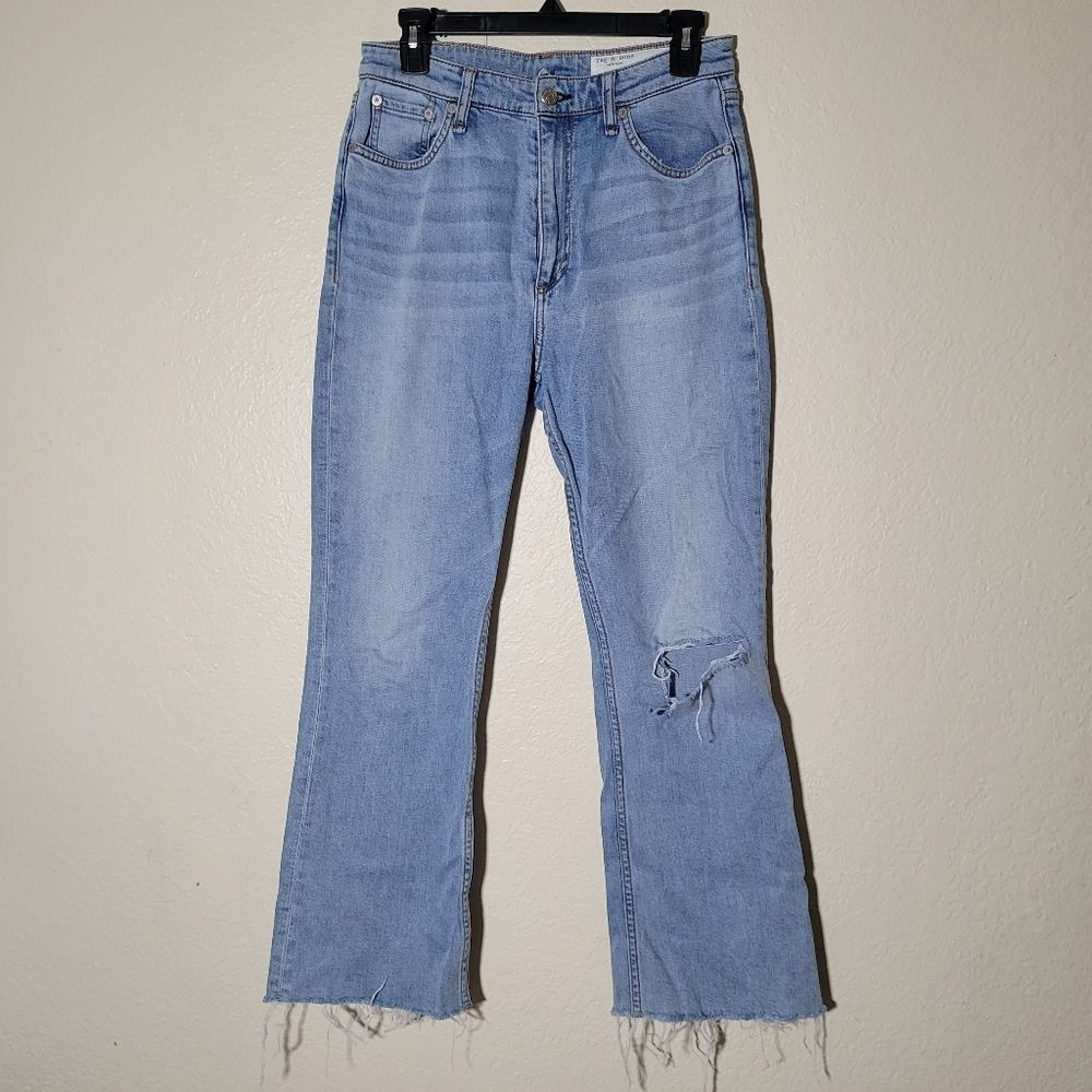 rag & bone | Casey High Rise Ankle Flare Jeans Distressed Light Wash Grunge 27